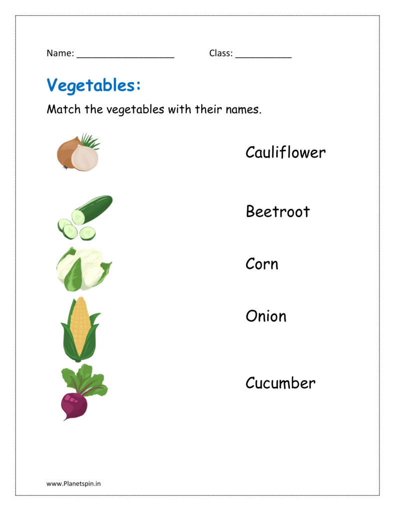 Match vegetables with their names