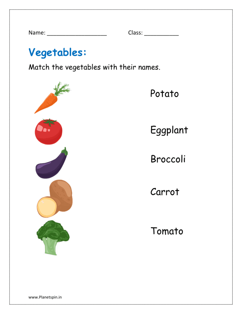 Match vegetables with their names