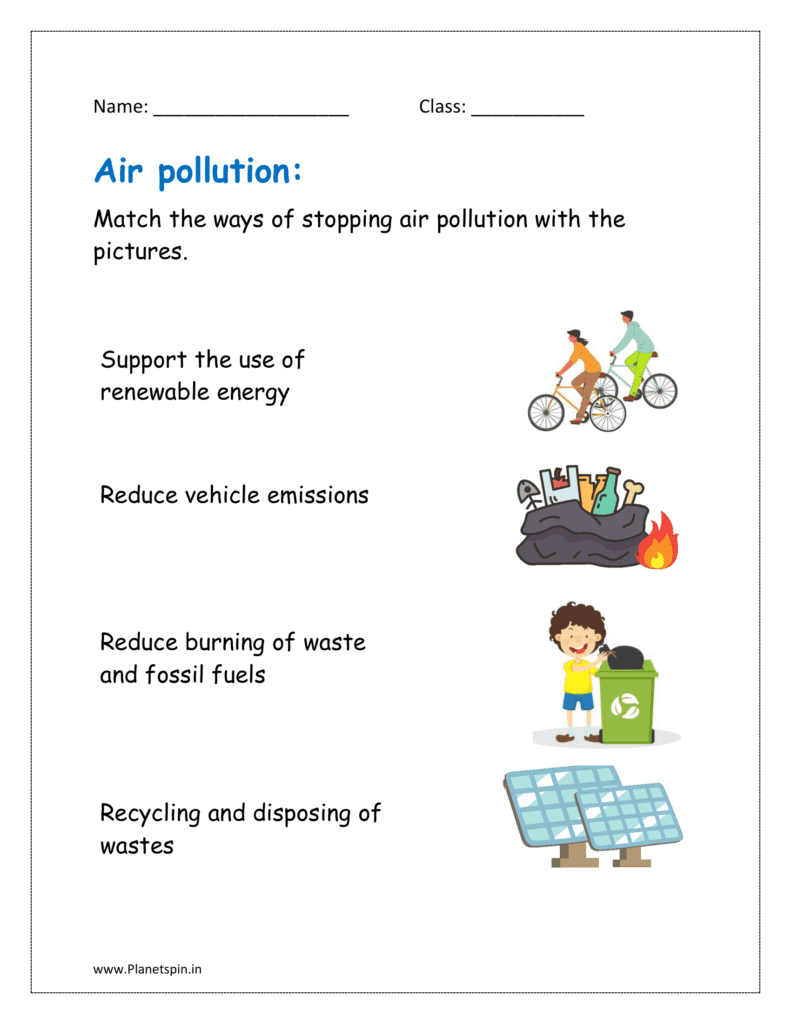 Match the ways of stopping air pollution with the pictures.