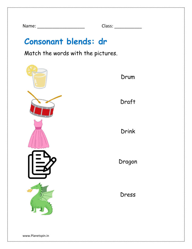 dr blends: Match words with pictures