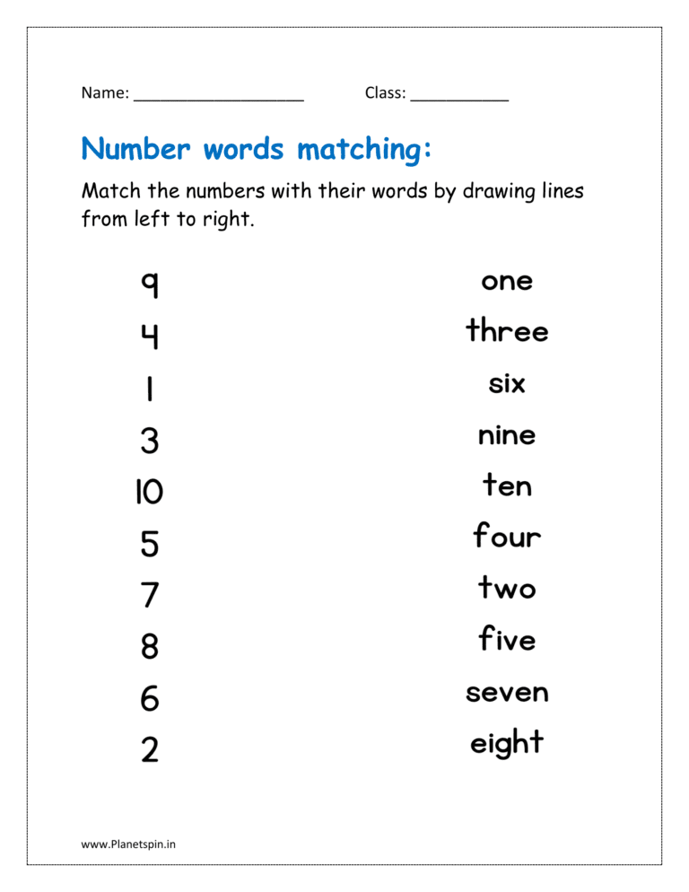 Number names of 1 to 100 worksheet | Planetspin.in