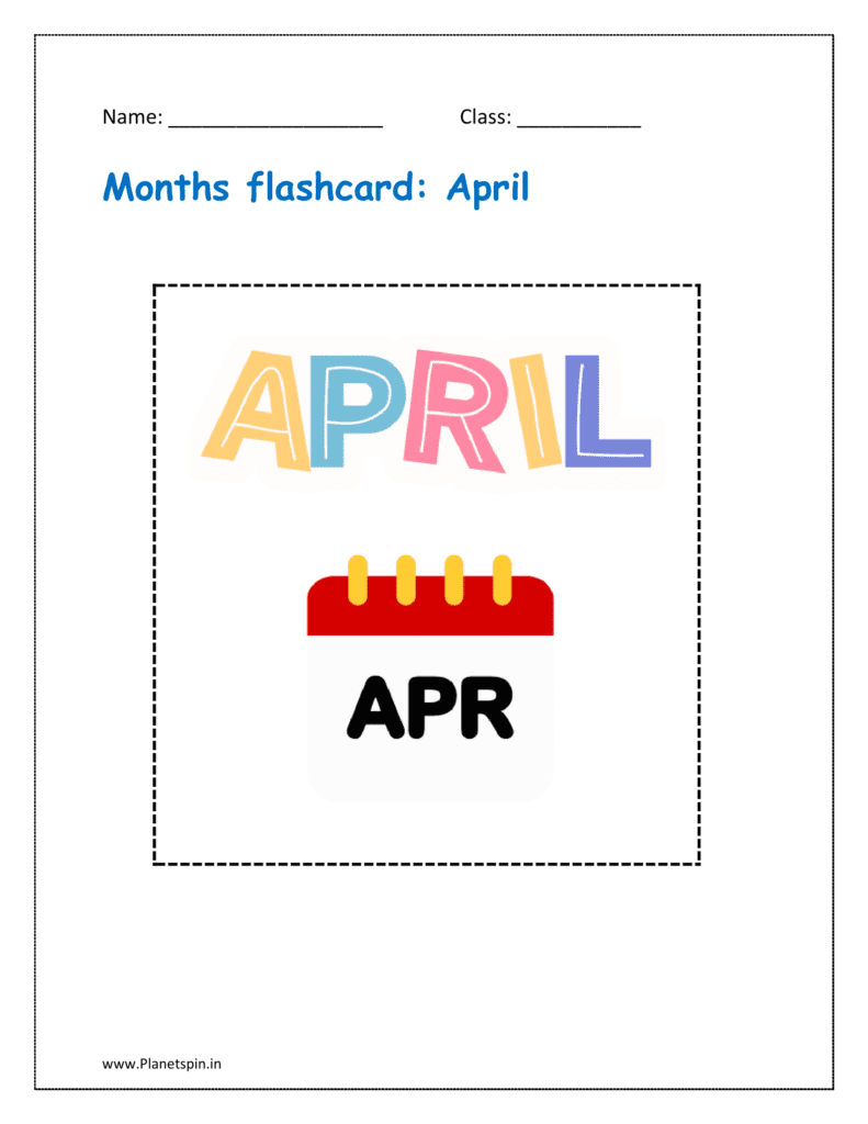 Months flashcards free for kindergarten | Planetspin.in