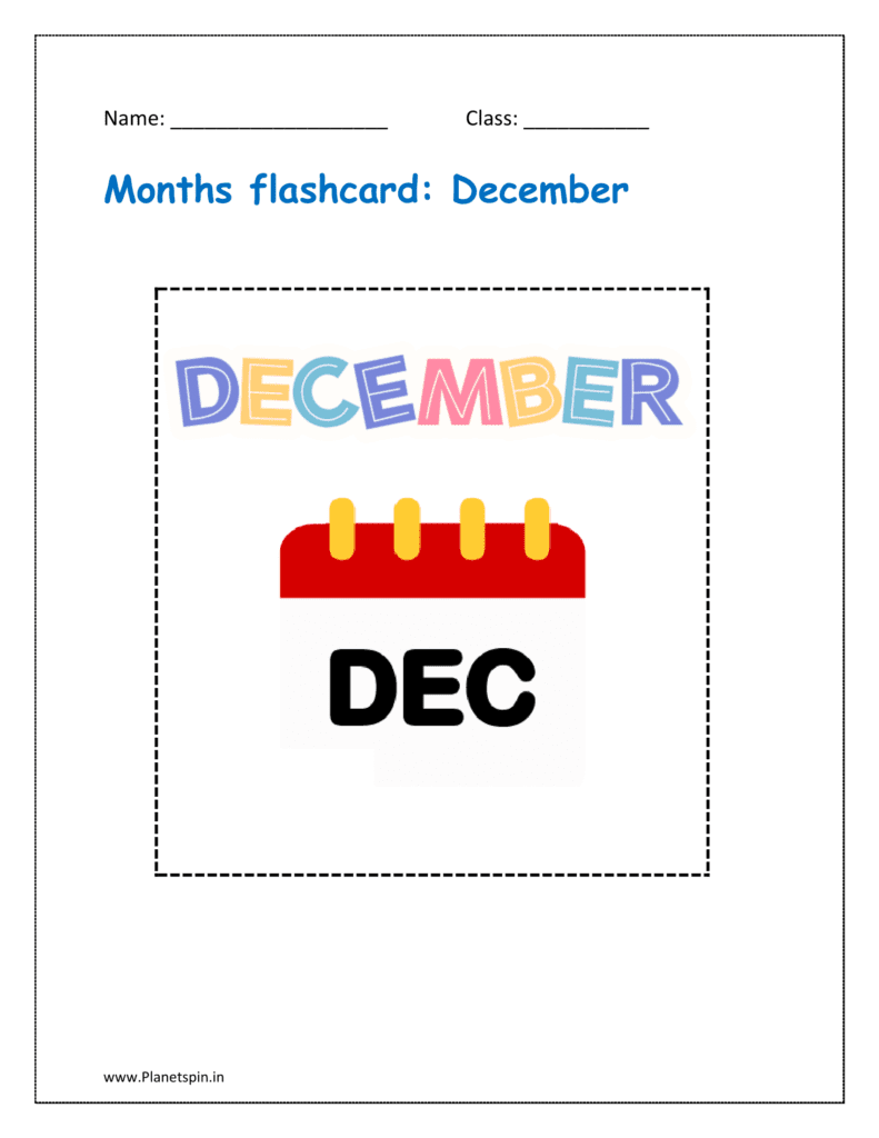 Months flashcards: December