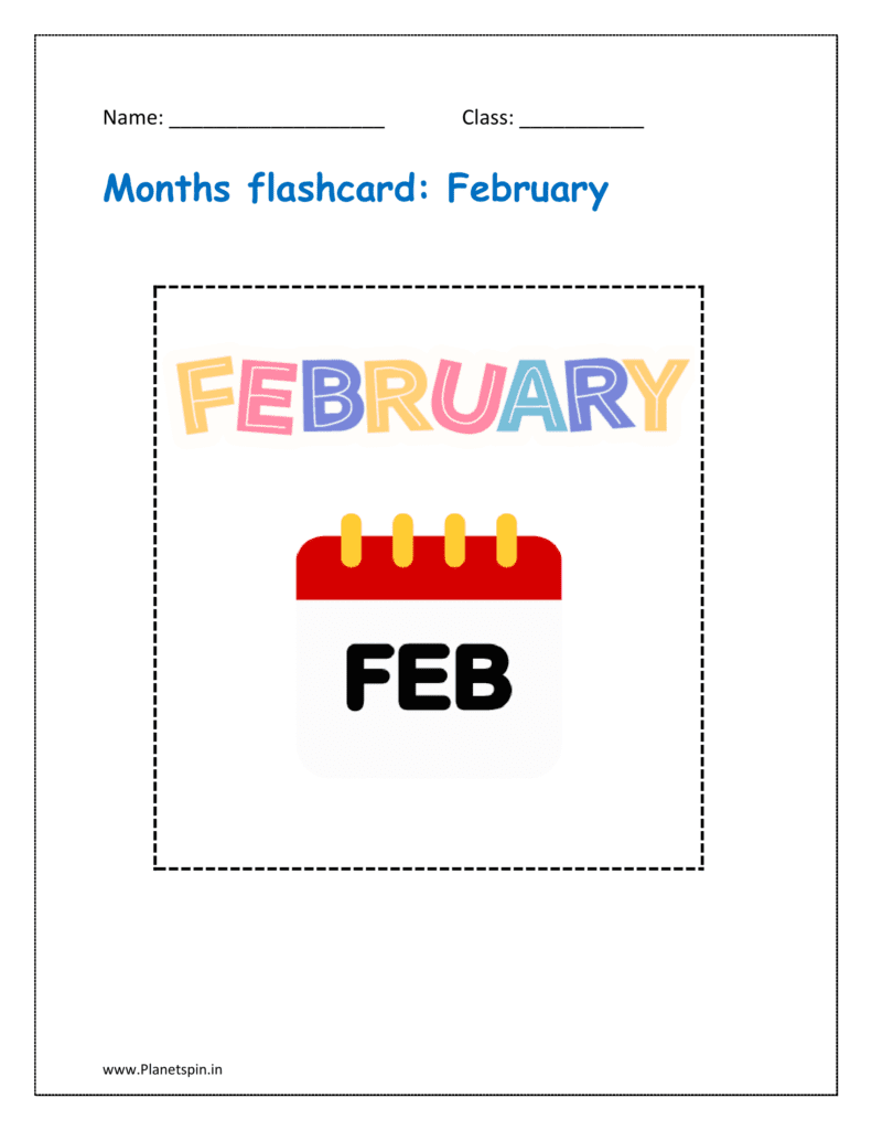 Months flashcard: February