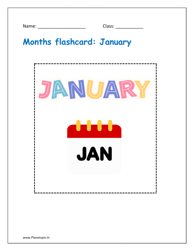 Months flashcard: January