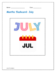 Months of the year flashcards free printable: July