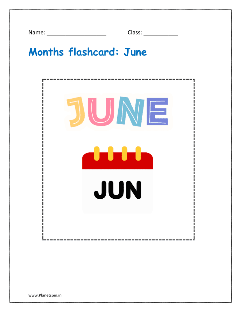 Months flashcard: June