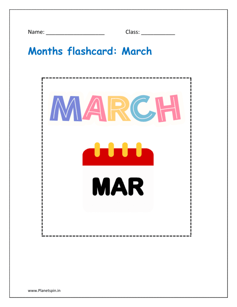 Months flashcard: March