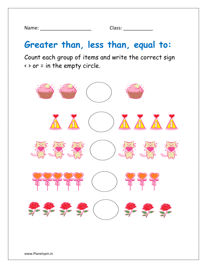 more than and less than worksheet kindergarten