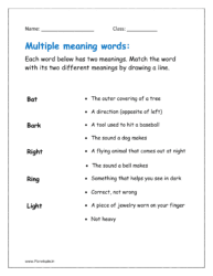 Multiple meaning worksheet 1