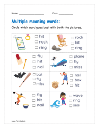 Circle which word goes best with both the pictures in the worksheet.