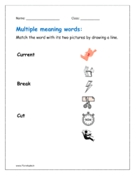 Match the word with its two pictures by drawing a line.