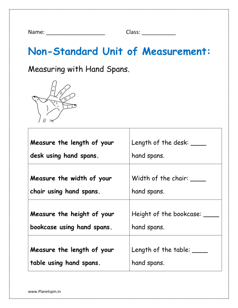 Measuring with Hand Spans (non standard units of measurement for grade 1)