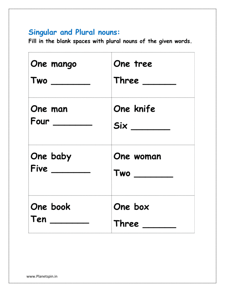 Fill in the blank spaces with plural noun of the given words