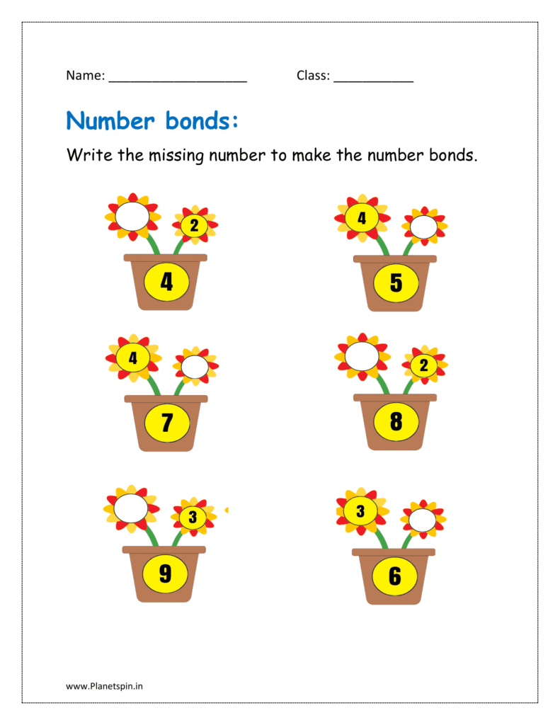 Write the missing number to make the numbers bonds