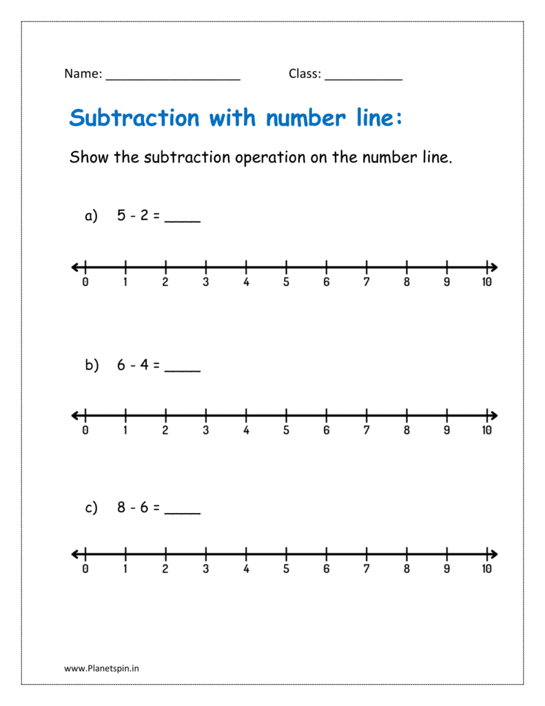 5th sheet: find the difference on the number line