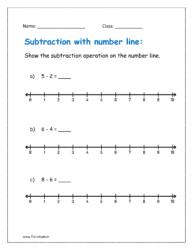 5th sheet: find the difference on the number line