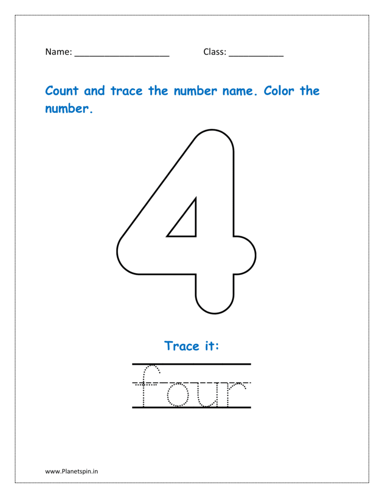 4: Count and trace the number name for four