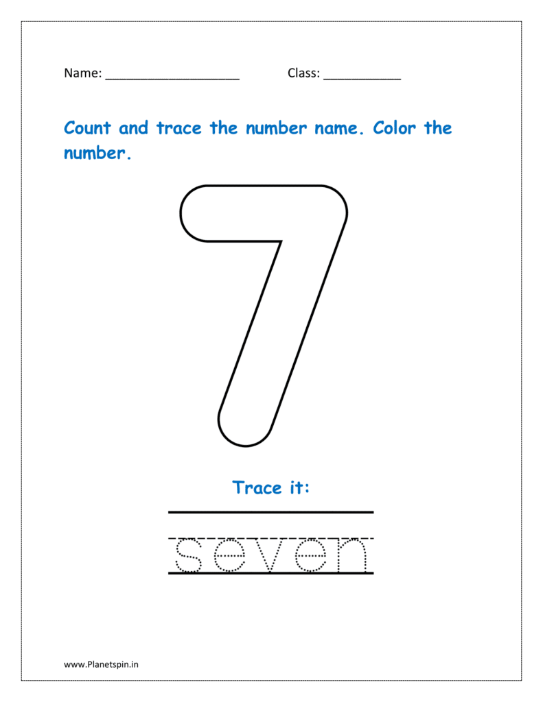 7: Count and trace the spelling for seven