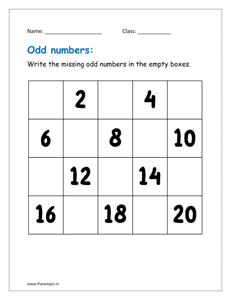 odd & even numbers worksheets