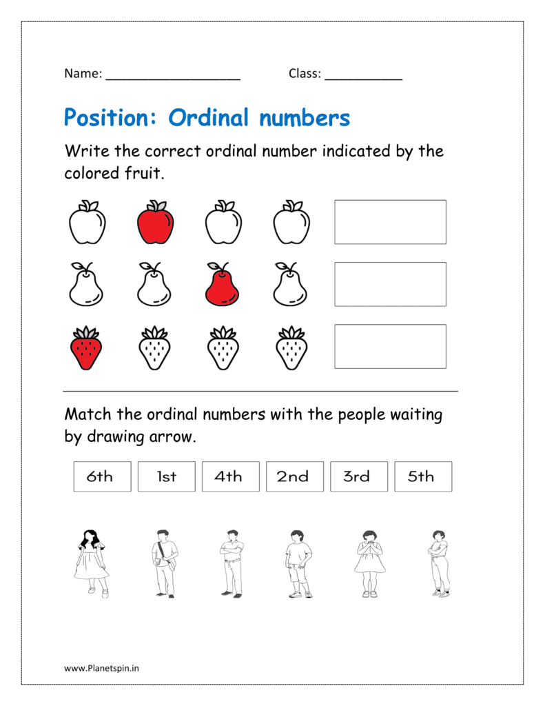 ordinal numbers worksheet for kindergarten