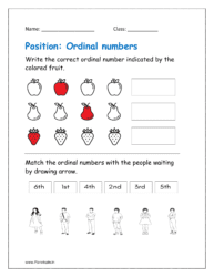 ordinal numbers worksheet for kindergarten