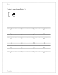 trace letter e on dotted lines worksheet for preschool planetspin in