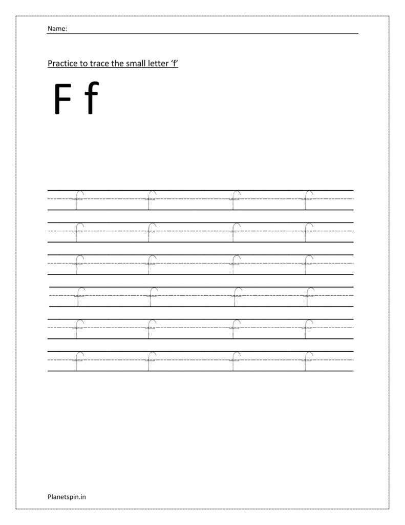 Tracing lowercase letter f | Tracing and writing small letter f