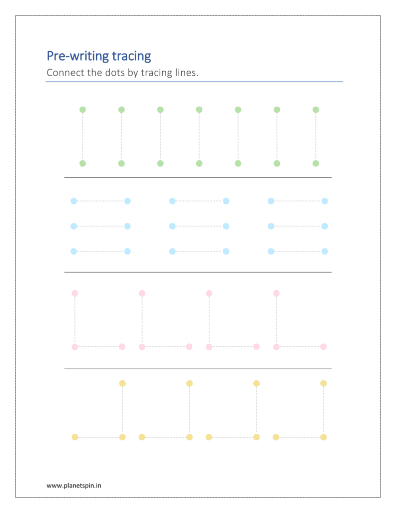 Pre writing practice sheets for kindergarten | Planetspin.in