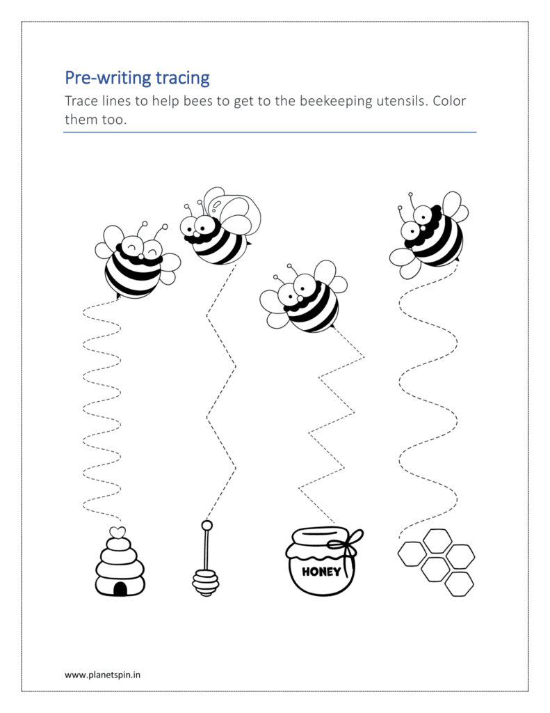 Pre writing practice sheets for kindergarten | Planetspin.in