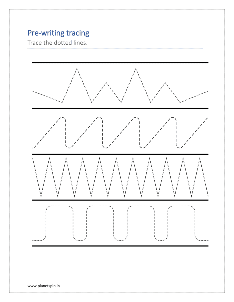 Pre writing practice sheets for kindergarten | Planetspin.in