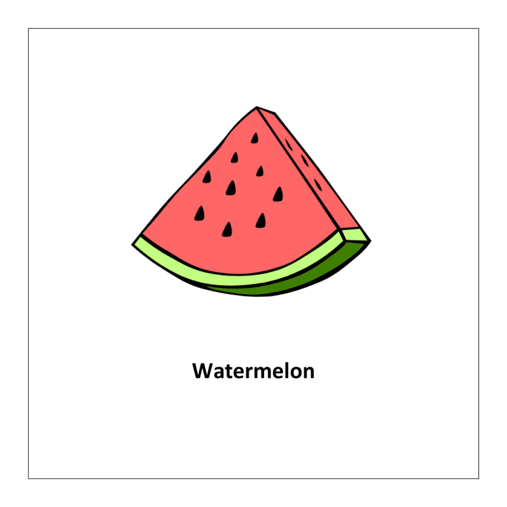 Flash card of fruits: Watermelon (fruits flashcards for kindergarten)