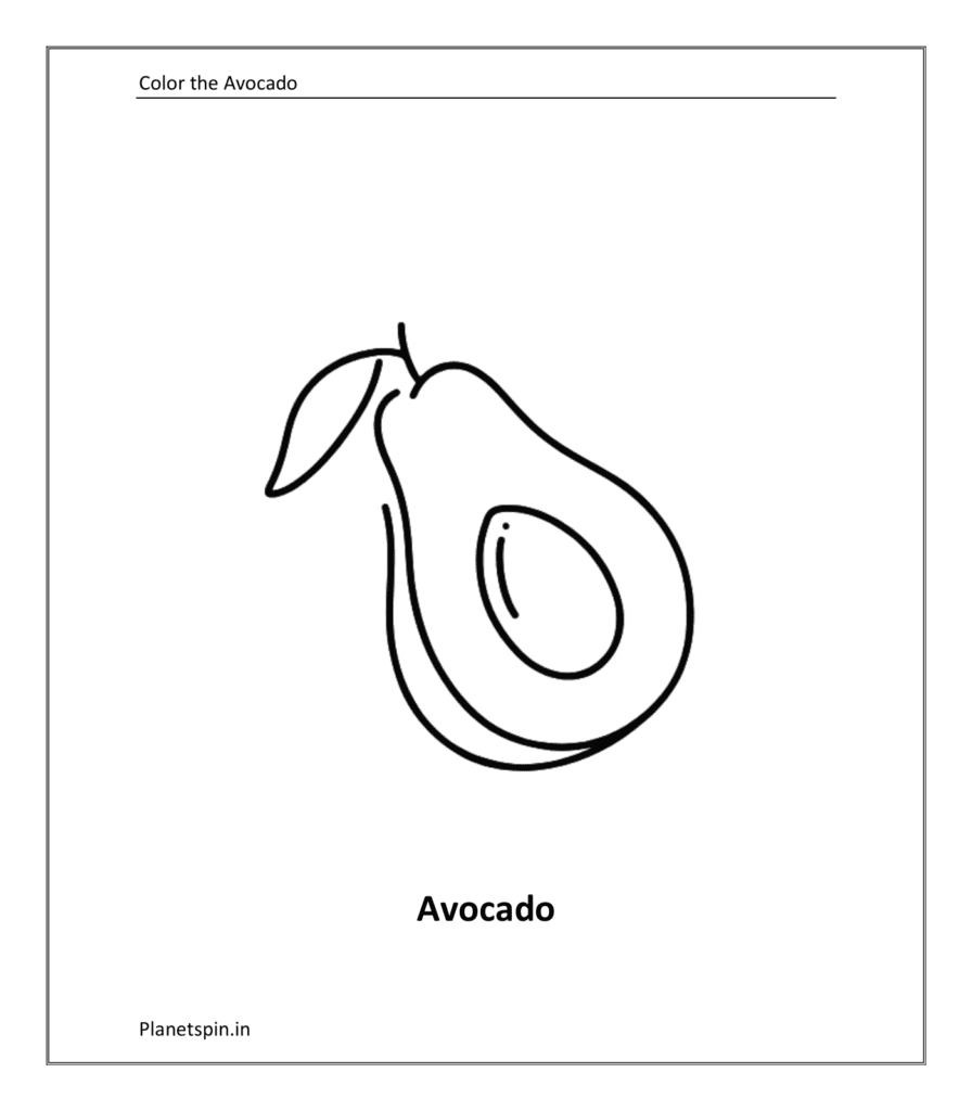 Vegetable coloring sheet: Avocado