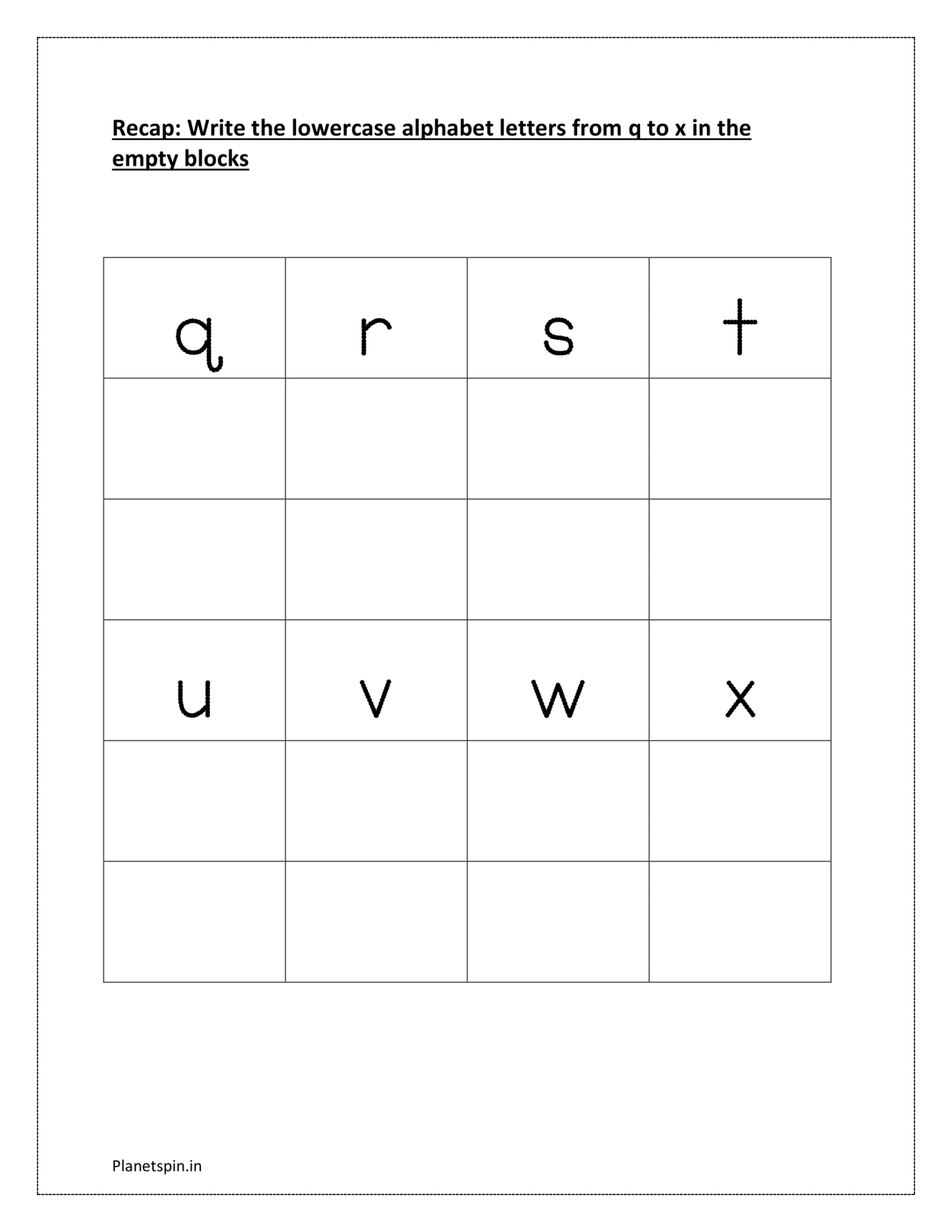 Writing lowercase letters worksheets | Planetspin.in