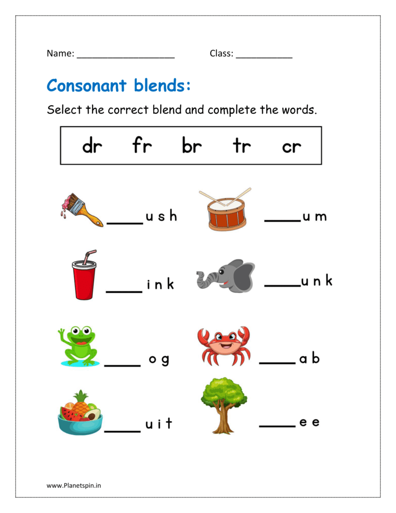 free kindergarten English worksheets