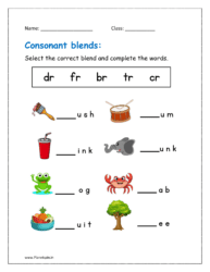 Select the correct blend and complete the words (consonant blend worksheets for kindergarten)