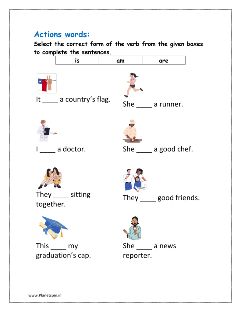 Select the correct form of the verb from the given boxes to complete the sentences