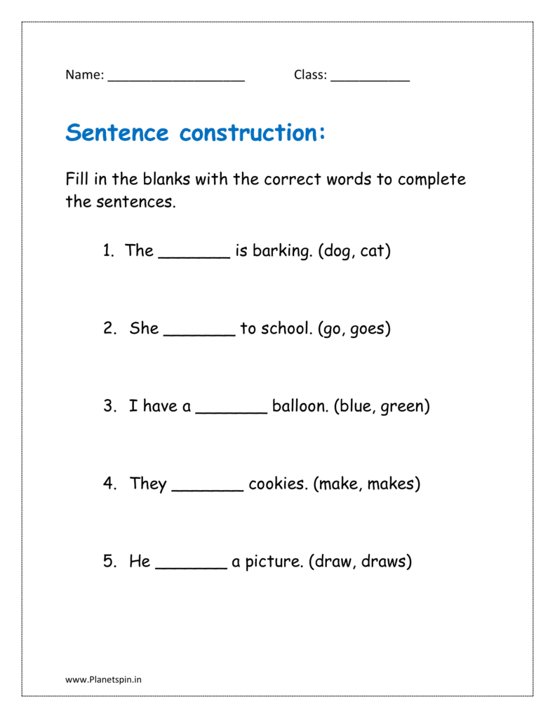 Fill in the blanks with the correct words to complete the sentences.