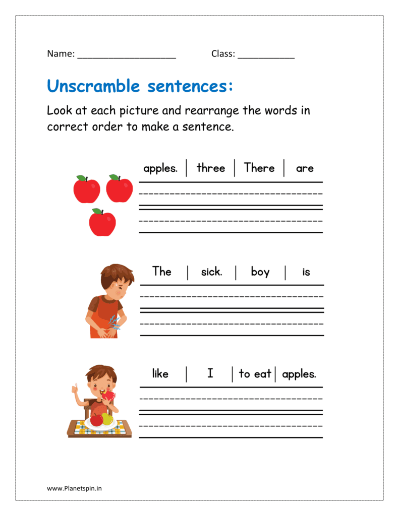 sentence scramble worksheet