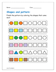 Finish the patterns by coloring the shape that come next