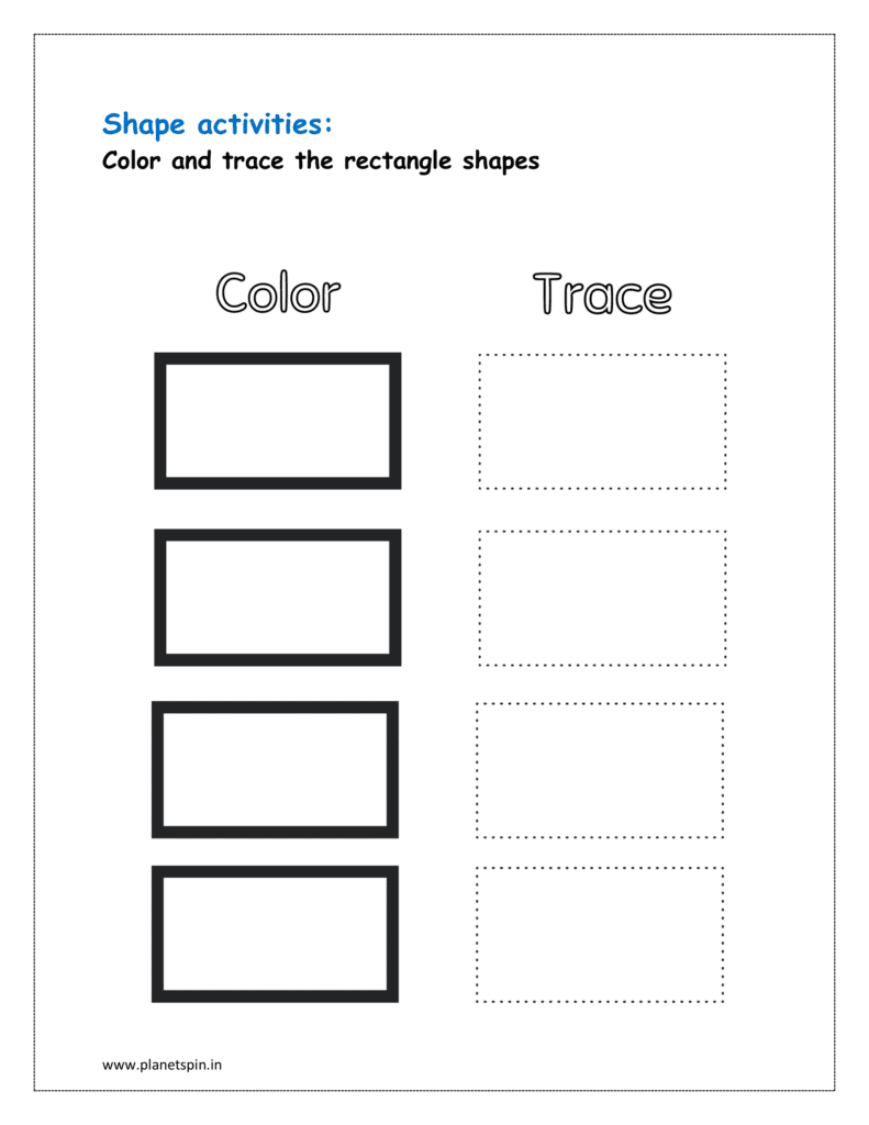 Color and trace the rectangle shapes 