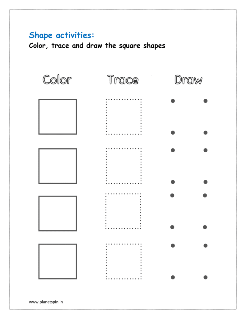 Free printable shapes worksheet | Planetspin.in