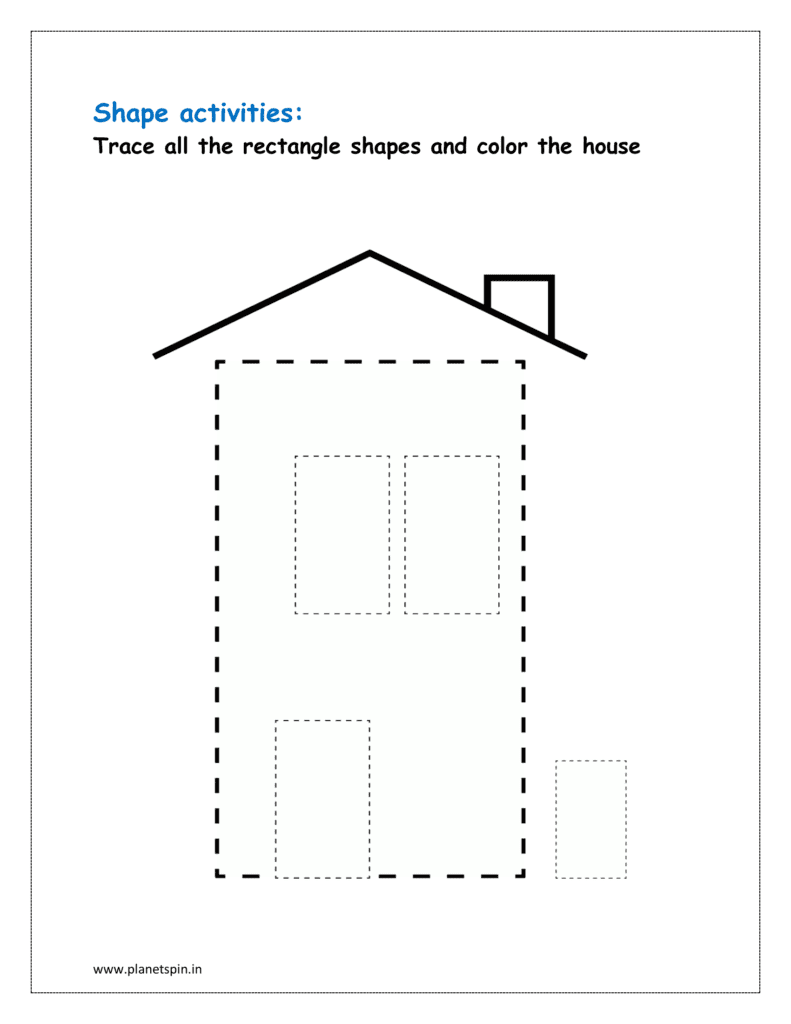 Trace all the rectangle shapes and color the house