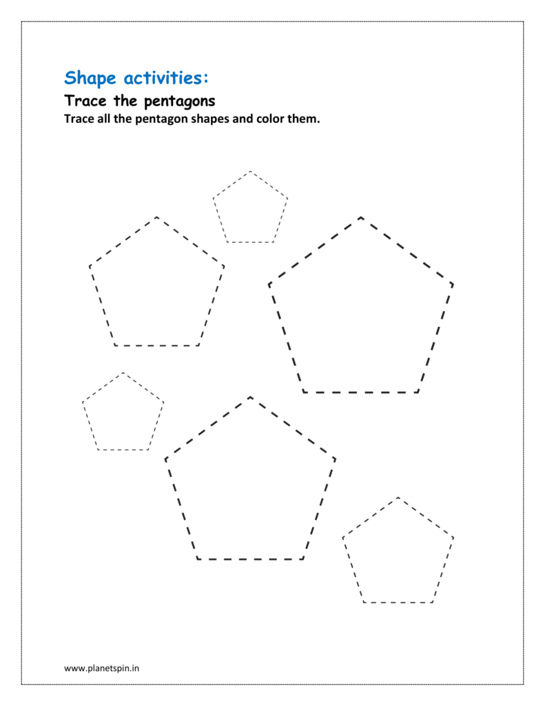 Trace all the pentagon shapes and color them