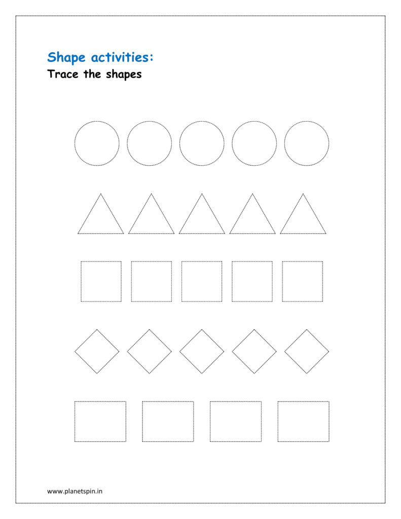  free printable shapes worksheet to trace the shapes