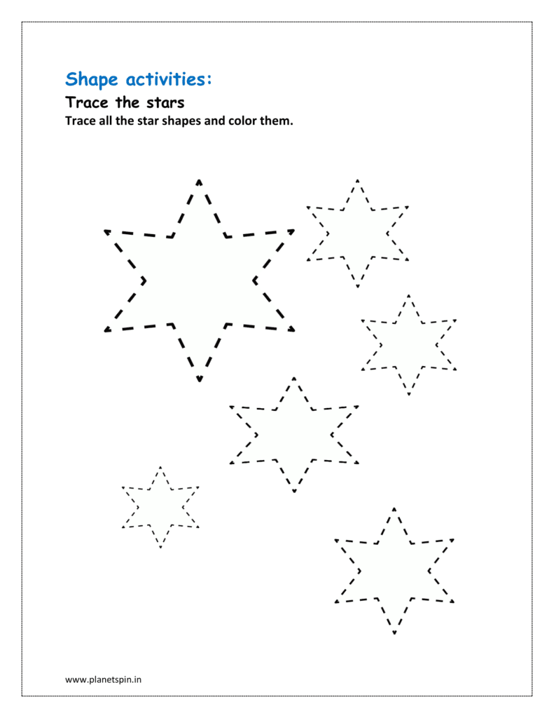 Trace all the star shape and color them