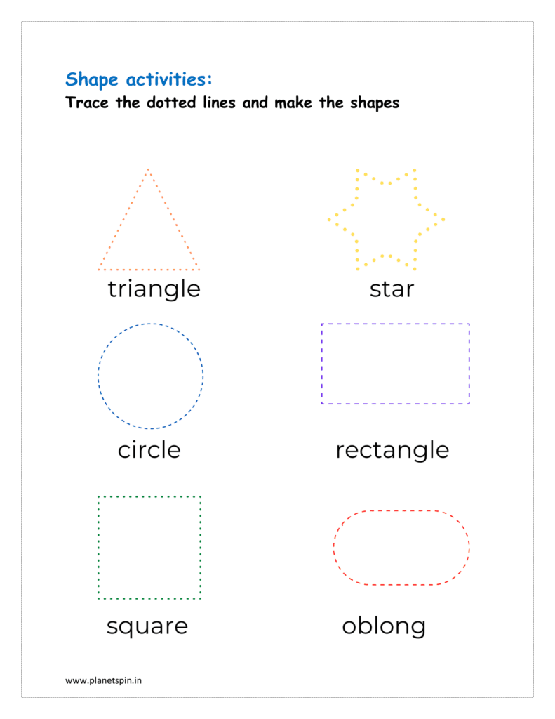 Trace the dotted lines and make the shapes 