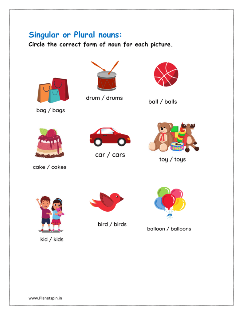 Noun examples worksheet for grade 1 | Planetspin.in