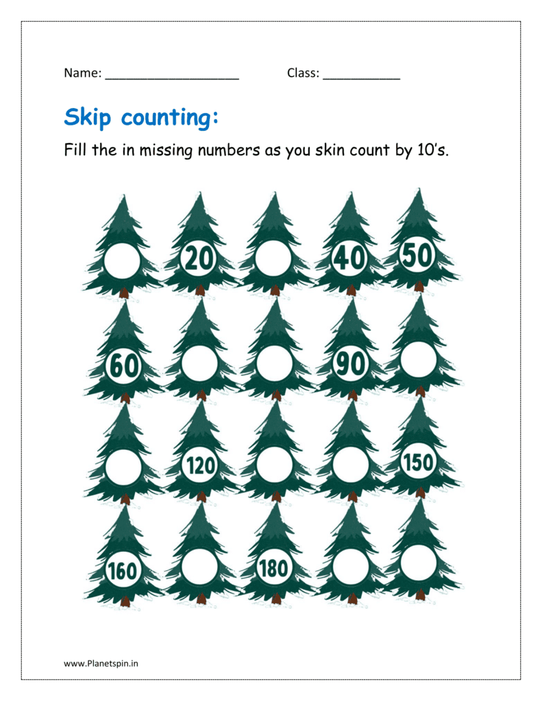 skip counting by 10's worksheets