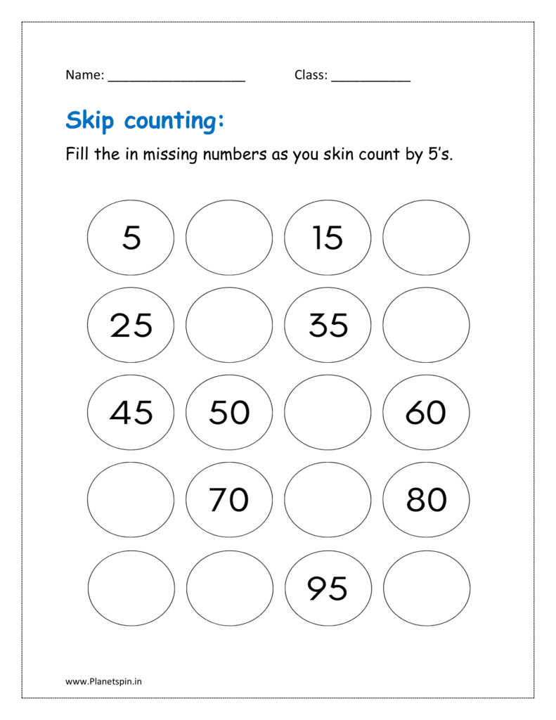 Skip counting by 5 worksheet